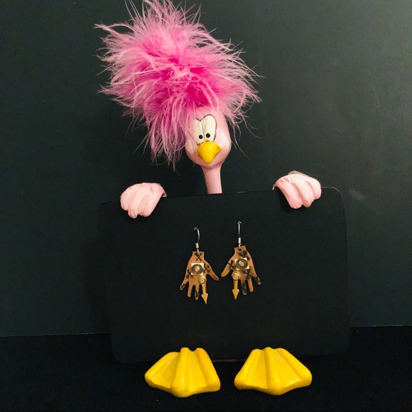 Copper 3D Soldered Artsy Hand Earrings - Picture 2 of 5